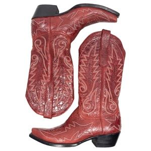 Old Gringo Red Distressed Leather Mid Calf Pointed Toe Western Boots Women’s 8 B